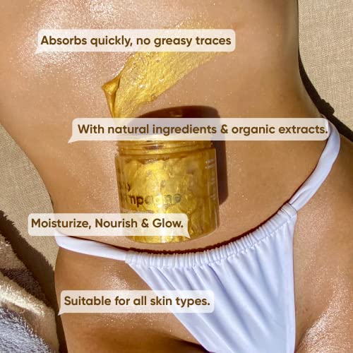 Coco Champagne Shimmer 24K Gold Body Glitter - Organic Shimmer Non-Greasy Hydro Gel With Glitter. Shine & Glow. 6.75 Fl Oz. #TOP2