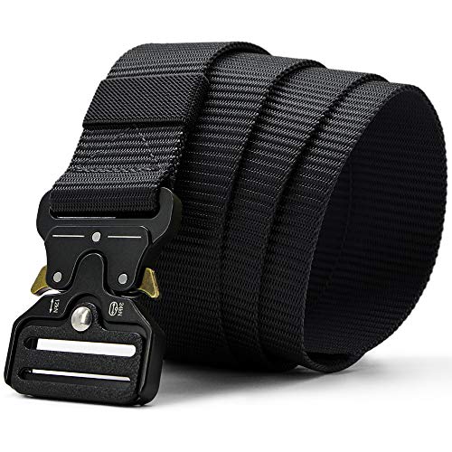Men's Tactical Belt,Military Rigger Elastic Nylon Belt 2-Pack,with Retainer Quick Release Metal Buckle outdoors4