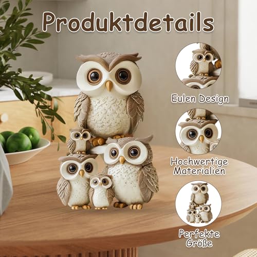 Aurelx Eule Deko, 2D Flache Owl Holzdeko, Glücksbringer Holzfiguren, Deko Figuren mit 5 Eulen, Holzfigur im Schlafzimmer, Eulen Geschenke für Frauen Eulenliebhaber & Vogelliebhaber