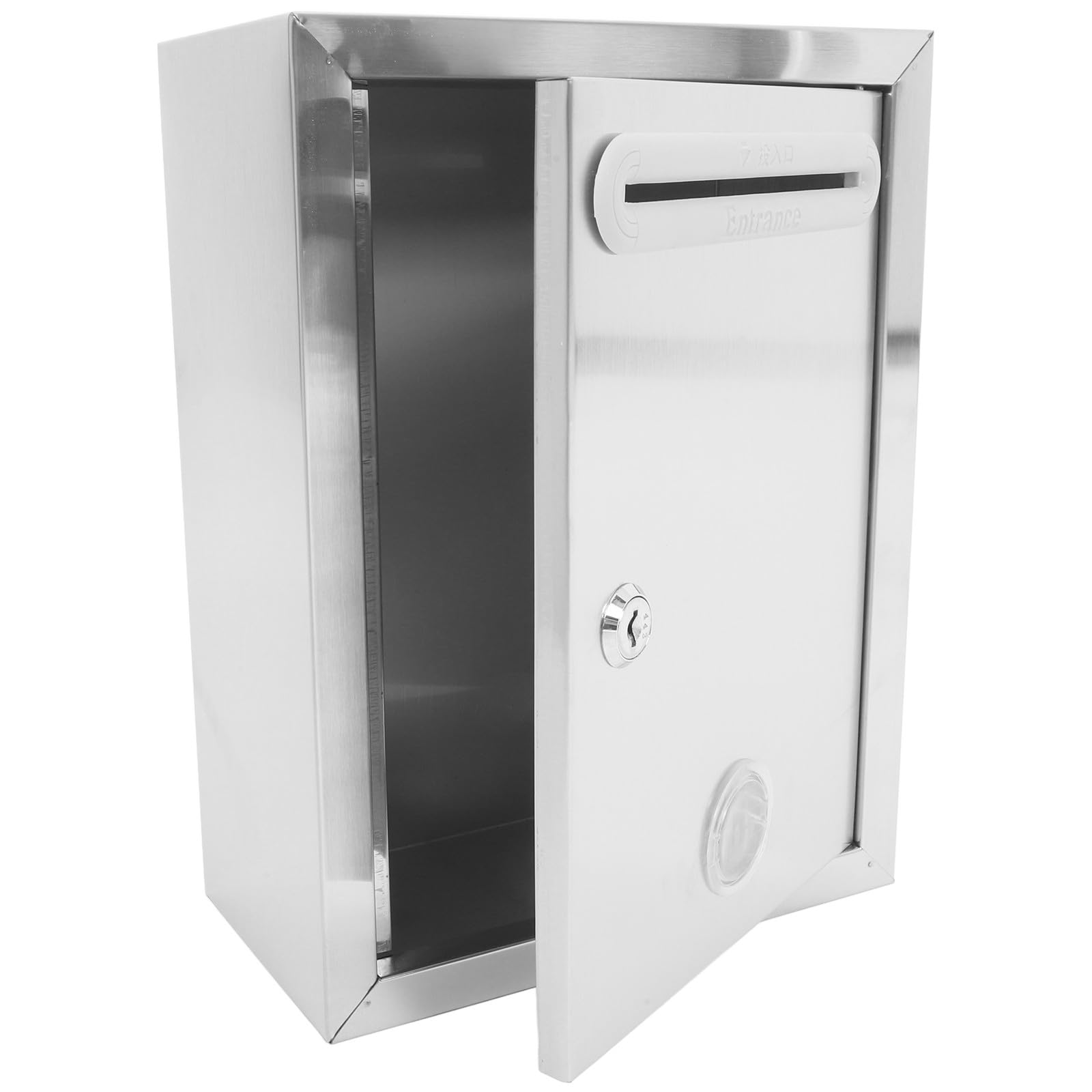 INOOMP Buzón de Sugerencias Cerradura Robusta y Ranura de Acero Inoxidable Caja de Almacenamiento para Votación Montada en Pared para Oficina y Espacio