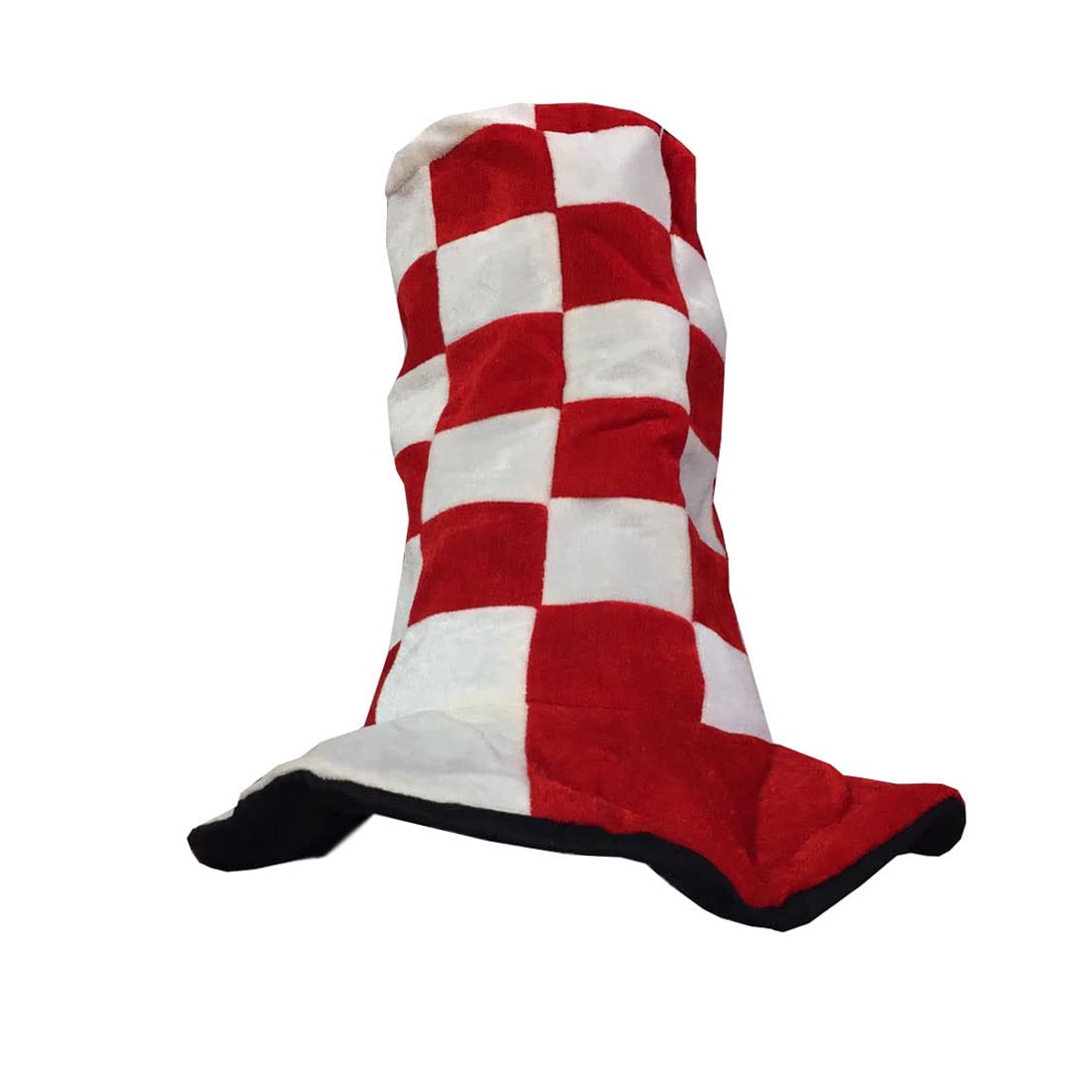 FAIRY BOUTIQUE Unisex Blue White Check Tall Long Wacky Hat Adults Red & White Print Christmas Party Hat Accessory