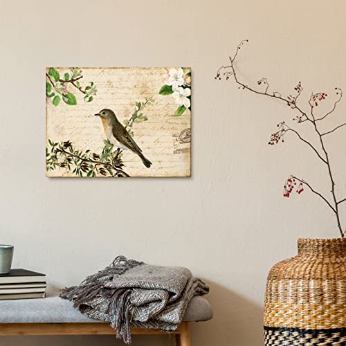Impression sur toile encadrée oiseaux style rétro français - 5