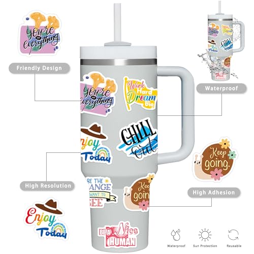 Image of Motivational Stickers 200 Pcs Inspirational Sticker Pack, Prizes for Kids Classroom, Waterproof Vinyl Stickers for Water Bottles Laptop Scrapbooking Journaling Skateboard Notesbook Luggage Tumbler etc