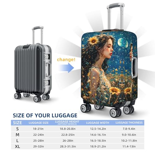 VOSERY Travel Luggage Cover - Artistic Night Sky Sunflower Princess Washable Suitcase Covers Protector Fits 18-32 Inch Luggage4
