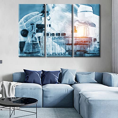 Image of TUMOVO 3 Pieces Clinical Laboratory Poster Home Decor Medical background Modern Artwork Medical Examination Wall Art for Living Room Stretched and Framed Ready to Hang (36 inch Wx24 H)