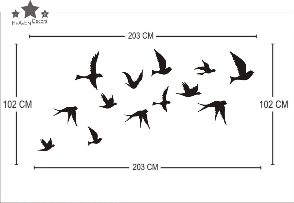 Heaven Decors PVC Vinyl Animal Flying Birds Design Wall Sticker (White, 190 cm x 101 cm) 1