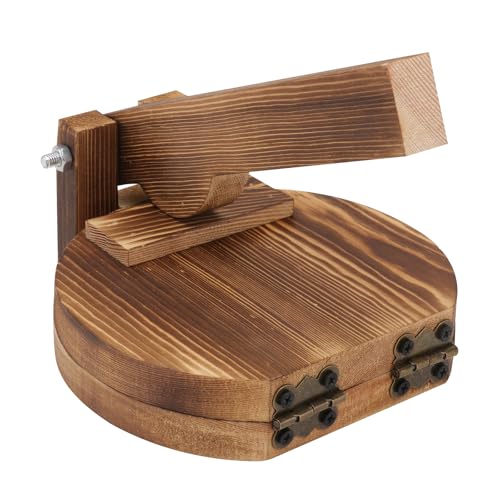 Angoily Tortilla Press Wooden Dumpling Press Mold Pre- Seasoned Tortilla Maker Pataconera for Flour Tortilla Roti Tawa or Dosa