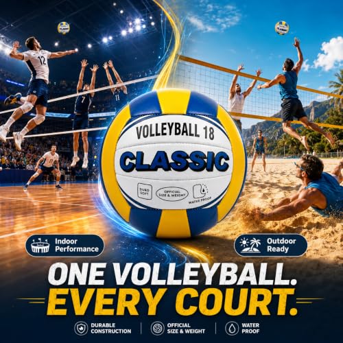 Image of Official Size 5 Volleyball for Indoor & Outdoor Play | Soft Touch PU Ball | Waterproof Training & Match Ball | Durable Sports Equipment for Kids, Teens & Adults