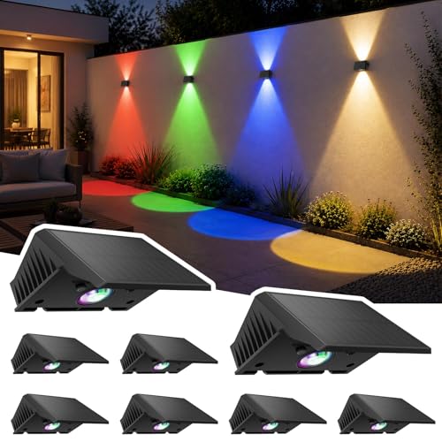 Fence Lights Solar Powered Multicolor Wall Outdoor Waterproof IP67 Up and Down Dusk to - image 1