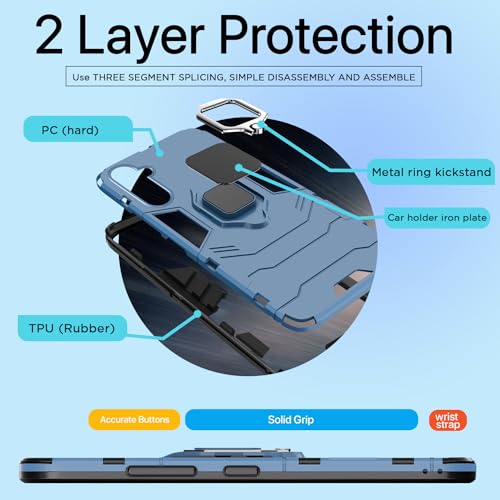 Image of Pikkme Samsung Galaxy S23 FE 5G Back Cover | D5 Tough Armor Bumper | 360 Protection Case | Ring Holder Stand Case for Samsung Galaxy S23 FE 5G (Blue)