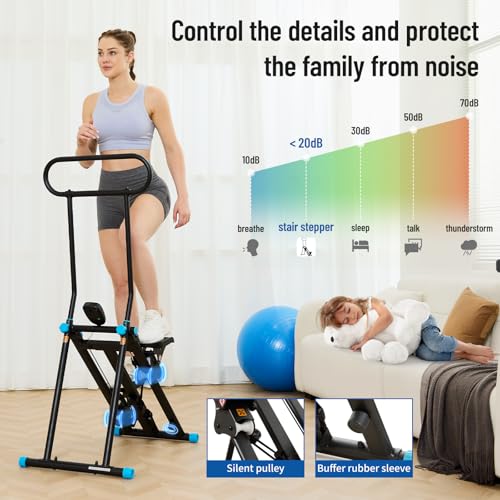 HXD-ERGO Stair Stepper for Home, New Version 6 Adjustable Resistance Vertical Climber Cardio Exercise Machine, Folding Stair Climber for Full Body Workout with Adjustable Handlebar for Women & Men