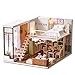 Kisoy Romantic and Cute Dollhouse Miniature DIY House Kit Creative Room Perfect DIY Gift for Friends,Lovers and Families(Wait for the time)Plus Dust Proof Cover
