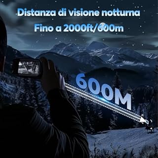 Visore Notturno Digitale 4K Professionale, Zoom Ottico 8X, Binocolo Visione Notturna Portata 600m, Schermo 3.3" TFT, Batteria 5000mAh Ricaricabile, 64GB SD Inclusa, Ideale per Campeggio e Sicurezza