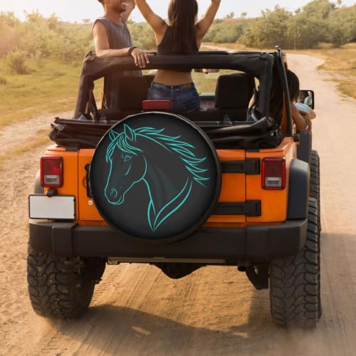 Image of Delerain Horse's Head Spare Tire Covers Waterproof Dust-Proof Spare Wheel Cover Universal Fit for Jeep, Trailer, RV, SUV, Truck and Many Vehicle (17 Inch for Diameter 31 inch-33 inch)