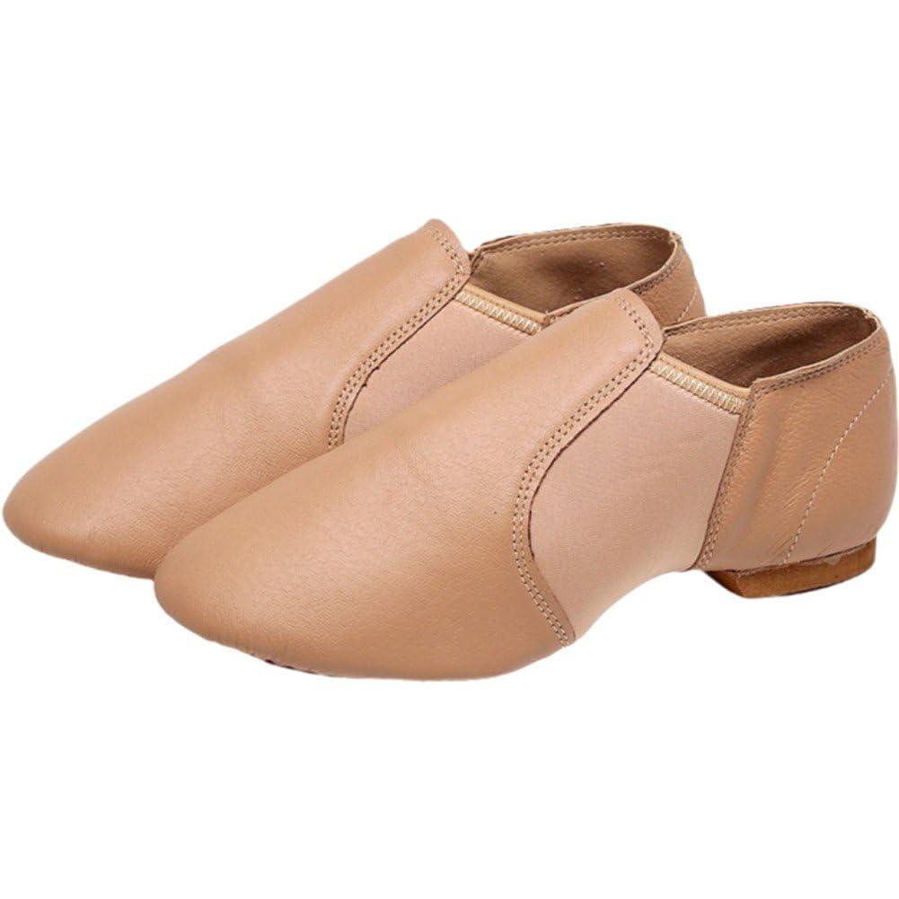 Chaussures de jazz pour femmes avec semelle fendue en caoutchouc et cuir
