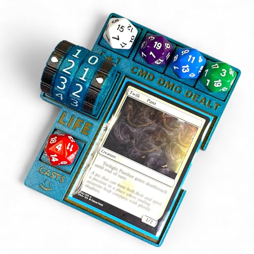 Command Zone Tray with Life Counter and Dice for MTG Commander EDH (Light Blue)