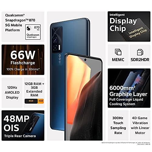 Image of iQOO 7 5G (Storm Black, 12GB RAM, 256GB Storage) | 4GB Extended RAM