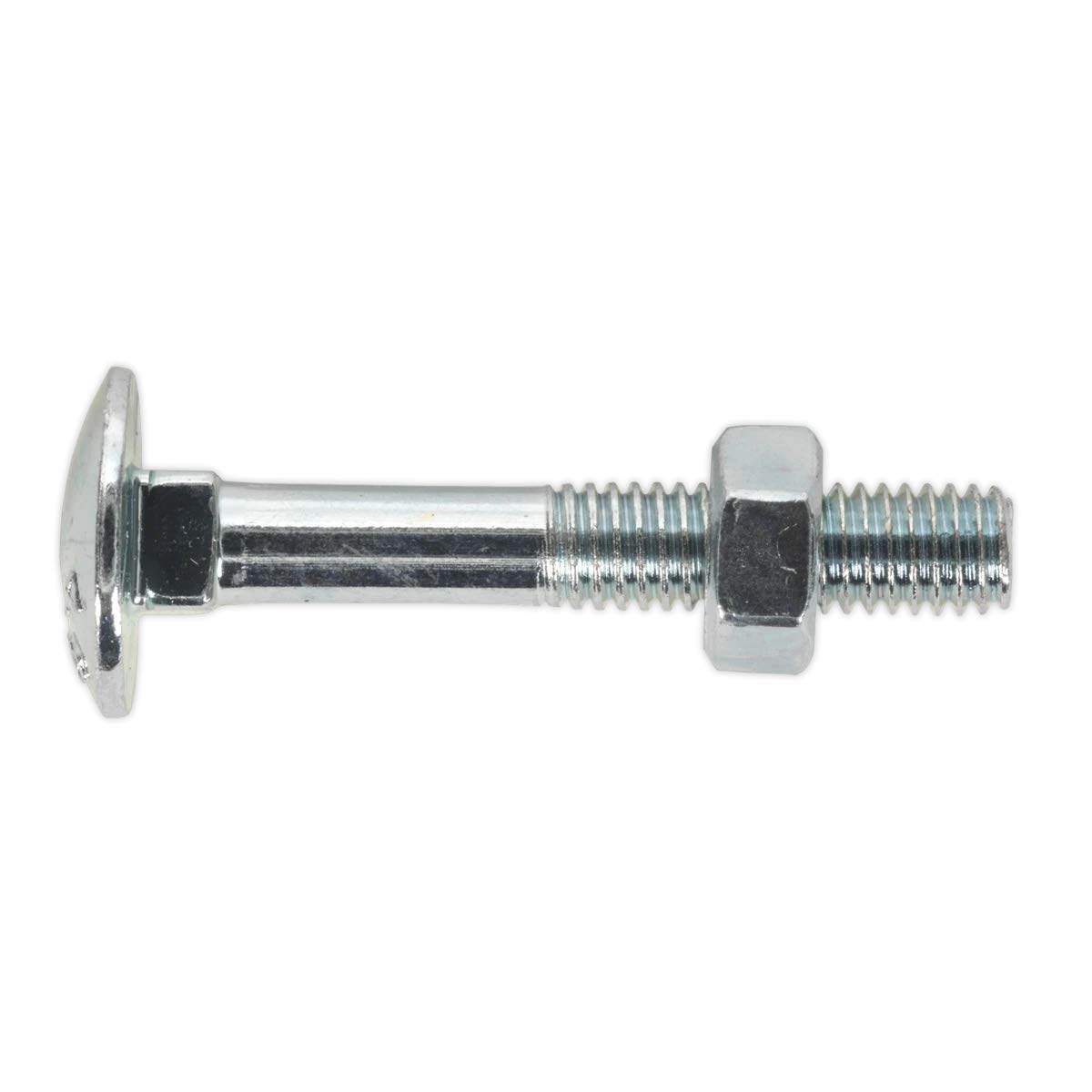 Sealey CBN640 Zinc Plated Coach Bolt & Nut M6 x 40mm, DIN 603 - Pack of 10