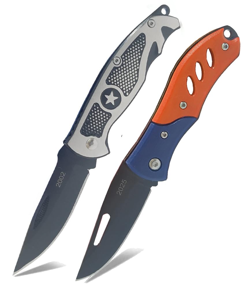 Star Shield + Dual Dynamo Carbon Steel Foldable Knife (Manual) For Kitchen, Home, Travel, and Office Tool Carbon Steel pack of 2