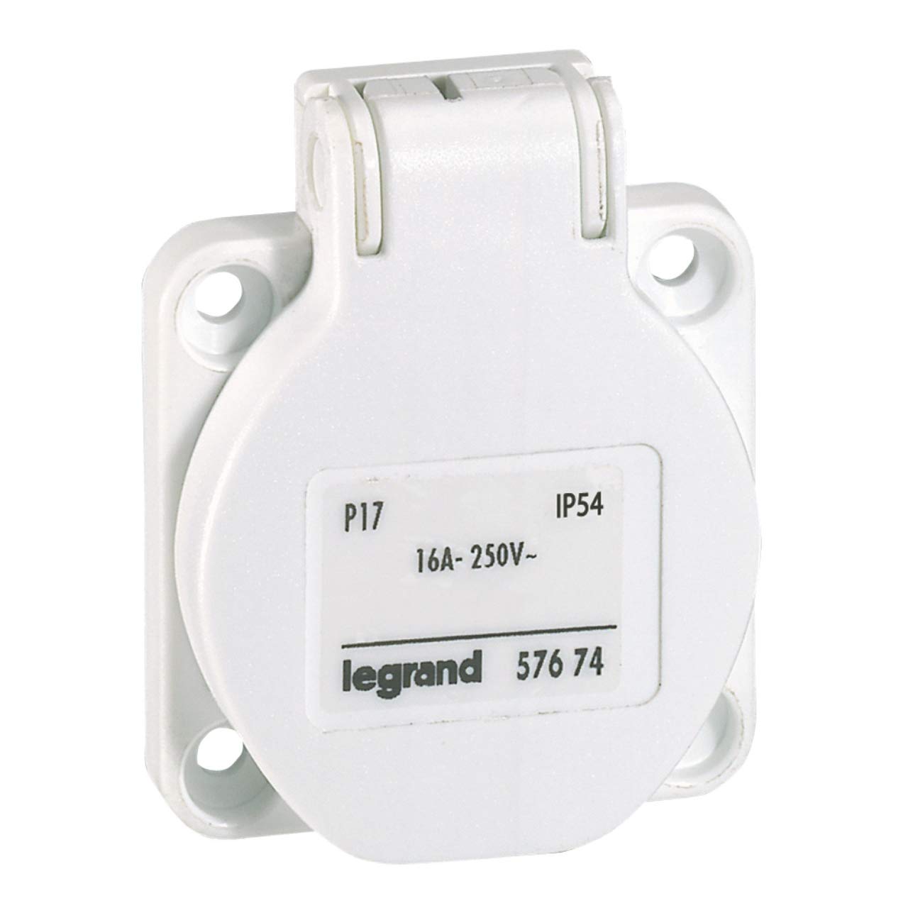 Legrand 057674 Prise à Encombrement Réduit à Brochage Bomestique, 16A, 250V, Blanc