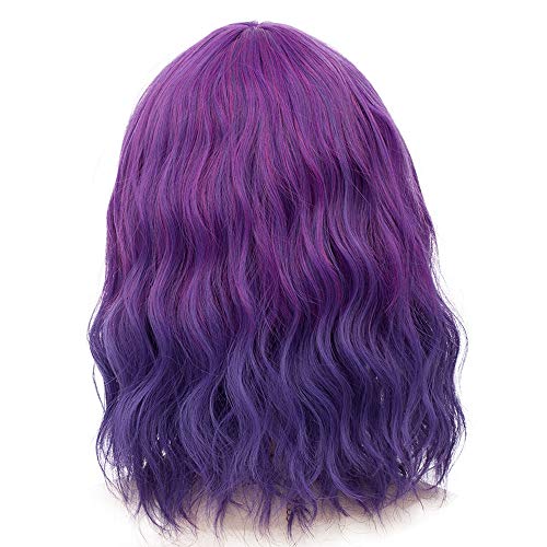 Probeauty Sweety Collection Lolita 40CM Short Curly Fashion Wig Women Cosplay Wig + Wig Cap (Purple Ombre F8A)â€¦