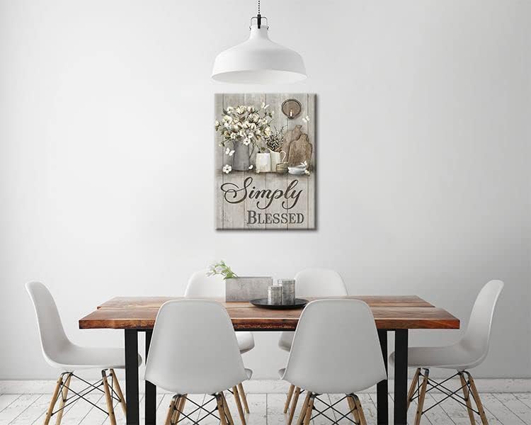 Miniatura 4 de Decoración de cocina de granja, arte de pared de algodón rústico simplemente bendecido, imágenes de religión cristiana, decoración de pared, lienzo,