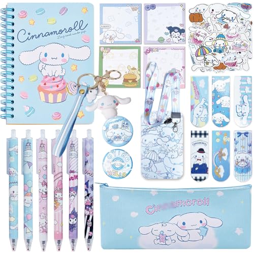 Coffret cadeau Kawaii rentrée scolaire bleu avec carnet et autocollants
