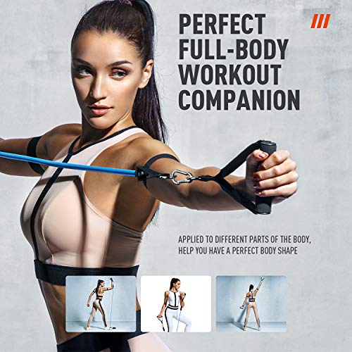 Unimi Resistance Band Set (13Pcs)- Stackable Up to 200lbs, with 6 Exercise Bands, Door Anchor, Handles, Carry Bag, Legs Ankle Straps, for Resistance Training , Workout Indoor & Outdoor