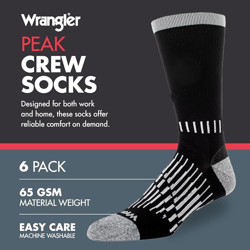 Wrangler - Peak Men's Crew Socks - Durable Half Cushion Socks with Arch Support2