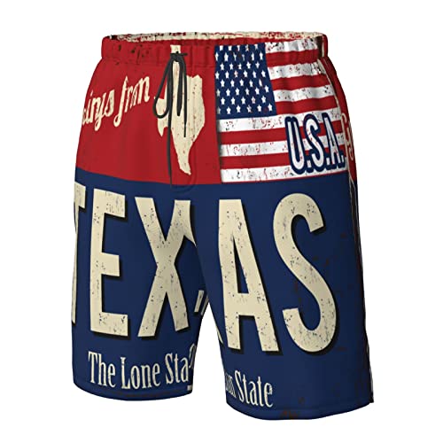 Texas USA State Flag map red Blue Mens Swim Trunks Beach Shorts Summer Sports Running Bathing Suits, White2