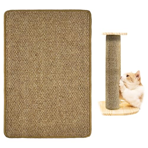 Natural Sisal Cat Nail File & Scratcher, Cat Scratch Pad Wrapped Around Scratcher Post or Cat Tower, Cat Scratching Post Repair Mat for Furniture & Scratch Board (23.6*15.6 Inch)