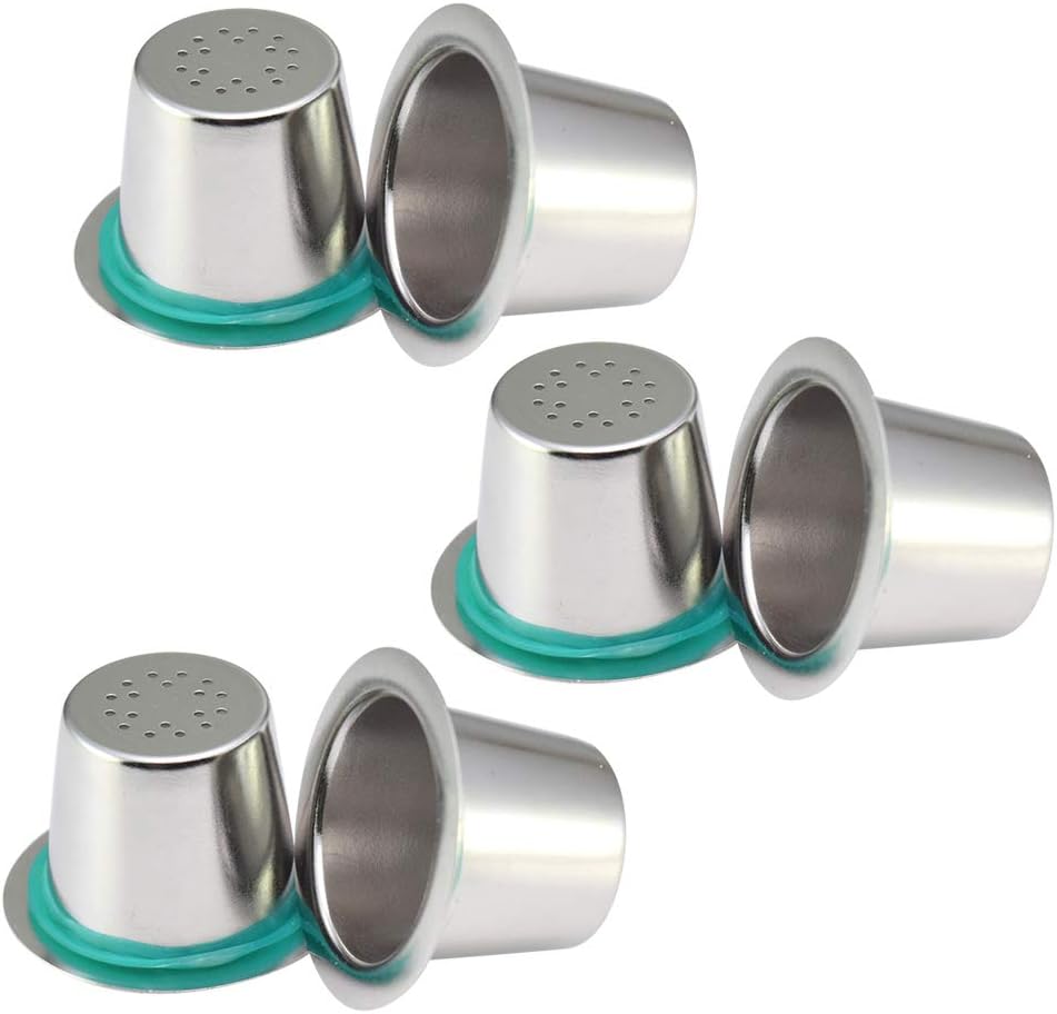 Rolin Roly6pcs Reusable Stainless Steel Capsule for Nespresso Coffee Machines, Coffee Filters