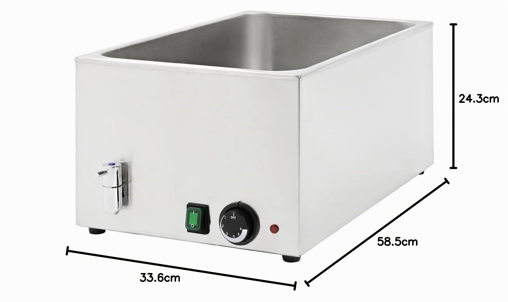 METRO Professional baño María eléctrico GBM1150, Acero Inoxidable, 24 L, Calentador de Alimentos para GN 1/1, Rango de Temperatura hasta 90°C, periodo de Calentamiento: 34 min, 1200 W, 230 V, Plata