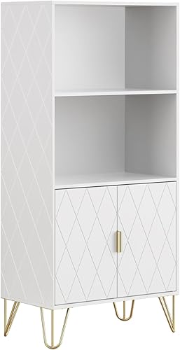 Armario de almacenamiento con autoservicio abierto, gabinete de almacenamiento independiente de despensa de cocina con puertas, gabinete de baño