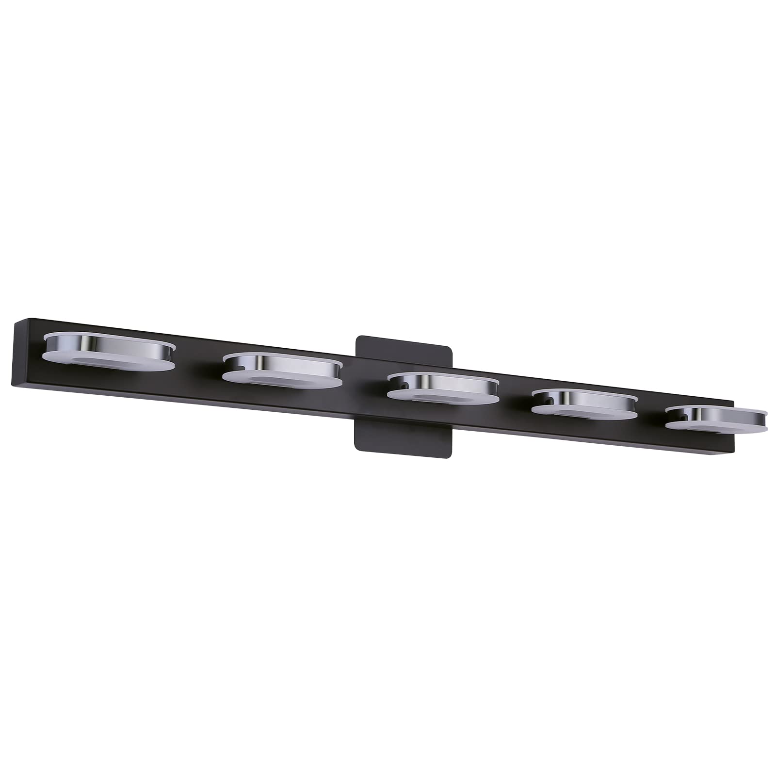 Myhaptim Modern LED 5 Lights Vanity Light for Bathroom Modern Vanity Light Fixture Wall Sconce 33 Inch Natural White Light (Black)