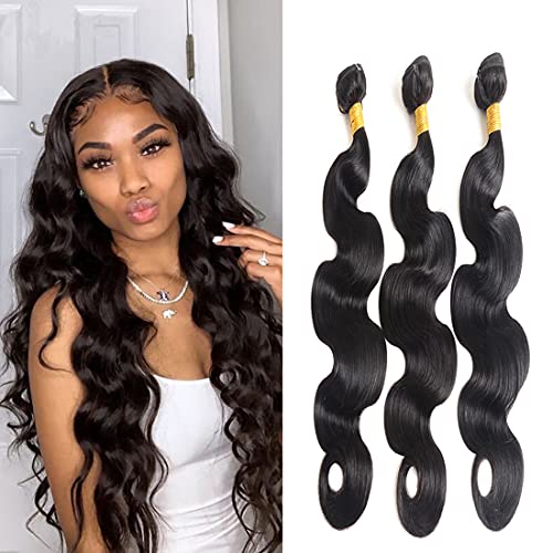 Weave Hair Human Bundles Peruvian Hair Bundles Cheap Black Bundle Body Wave Bundle Hair Weave Brazilian Remy Human Hair Extensions Grade 8A Unprocessed Virgin Hair Bundle 26 28 30 inch