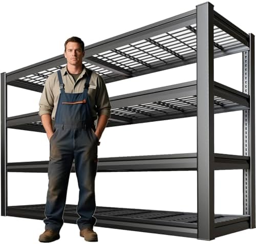68" Wide Heavy Duty Garage Shelving Units, 4-Tier Deep Storage Sh...