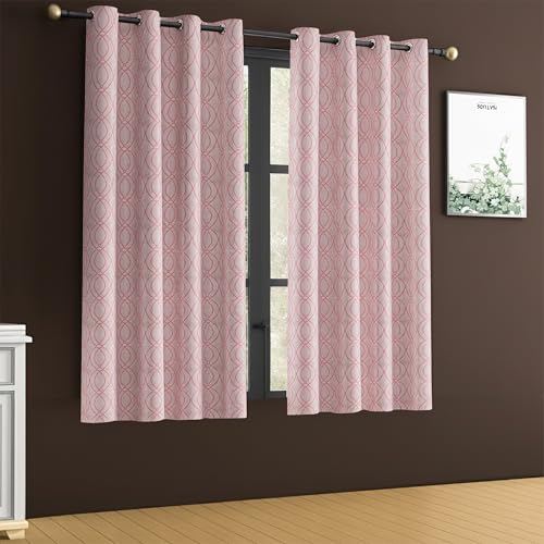 Image of Yellow Weaves 1 Pc Jacquard Oval Eyelet Window Curtain - Perfect for Home, Office, Bedroom, Living Room & Balcony - 5 Feet (Dusty Pink)
