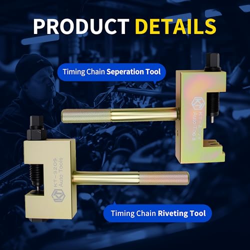 Image of Kuntech Engine Timing Chain Removal Installer Tool Kit Compatible with Mercedes Benz M271 M272 M273 M274 M276, Camshaft Riveting Tool Kit with Carrying Case & Gloves