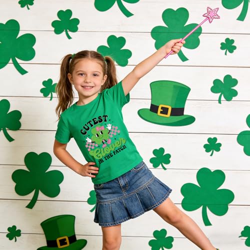 Image of Kids St Patricks Day Shirt Irish Shamrocks Graphic T-Shirt Shamrock Paddy's Day Tees Tops 2-7 Years