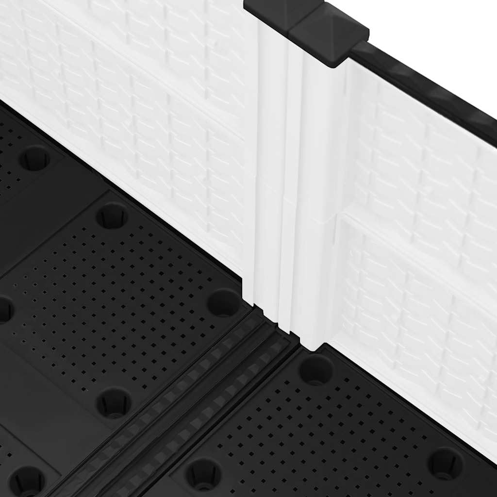 Jardinera elevada 80 x 80 x 38 cm de polipropileno blanco para plantas y flores, gran maceta de jardín con diseño de ratán, ideal para huerto y hierbas aromáticas, material ligero