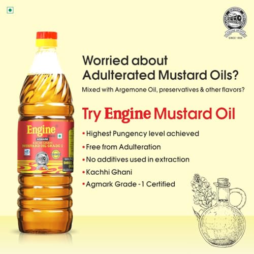 Image of Engine Brand Kachi Ghani Mustard Oil - 1 Litre
