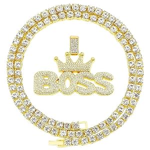 HH BLING EMPIRE Iced Out Pendant Chains for Men Silver Gold Diamond Letter Name Necklaces for Boy Hip Hop Goat Chains Rapper Jewelry Gifts