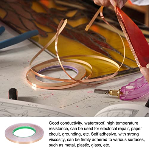 Image of Copper Foil Tape Conductive Adhesive Double Sided, [for EMI Shielding, Stained Glass, Paper Circuits, Grounding] - 1 /4 inch /164ft