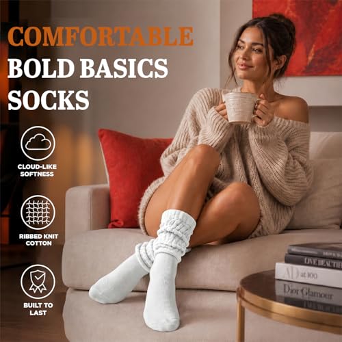 Image of Yacht & Smith 6 Pairs Women's Scrunched Slouch Socks, Cotton Boot Socks Bulk Pack for Everyday Comfort & Style, Size 9-11