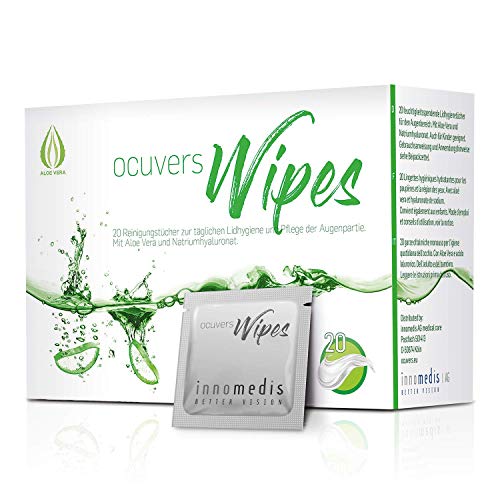 Wipes: Klinisch sterile Augen-Lidhygiene Tücher mit Aloe Vera und Hyaluron - gegen trockene, müde, juckende Augen, Blepharitis,