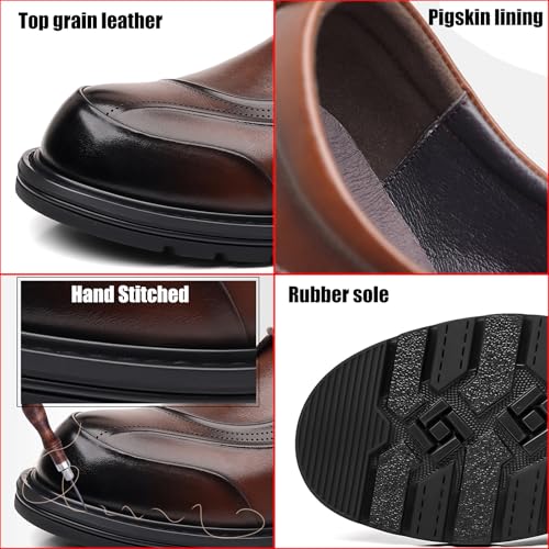 Men's Genuine Leather Hand Stitched Oxford Shoes Fashion Classic Round Toe Lace Up Low Top Dress Derby Shoes Comfortable Business Casual Office Wedding Formal Shoes2