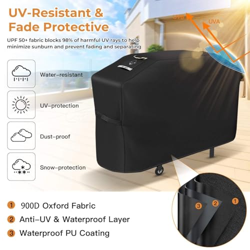 Image of PasWith Griddle Cover for Blackstone 28 inch Griddle with Hood,Upgraded Rip-Proof & Waterproof Windproof 900D 5483 Grill Cover for Blackstone 2 Burner Griddle with Strap and Air Vent