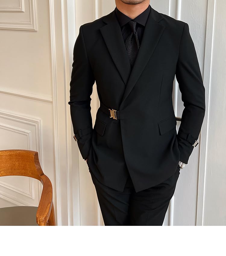 Men's Formal Black Fashion Suit Classic Fit 2-Piece Banquet Commuting Every-Day4