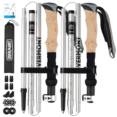 Overmont Wanderstöcke Faltbar Aluminium Ultraleicht - Verstellbar 105-125...